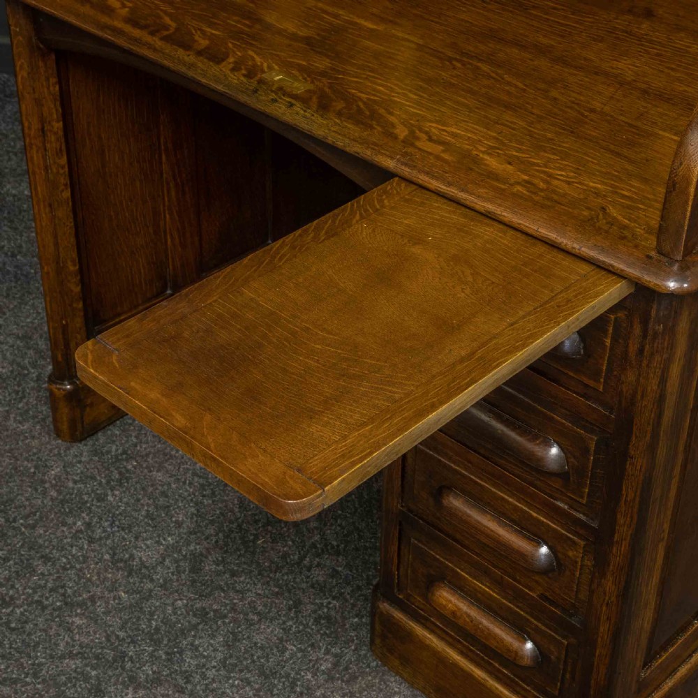 Edwardian Oak Roll Top Desk View III