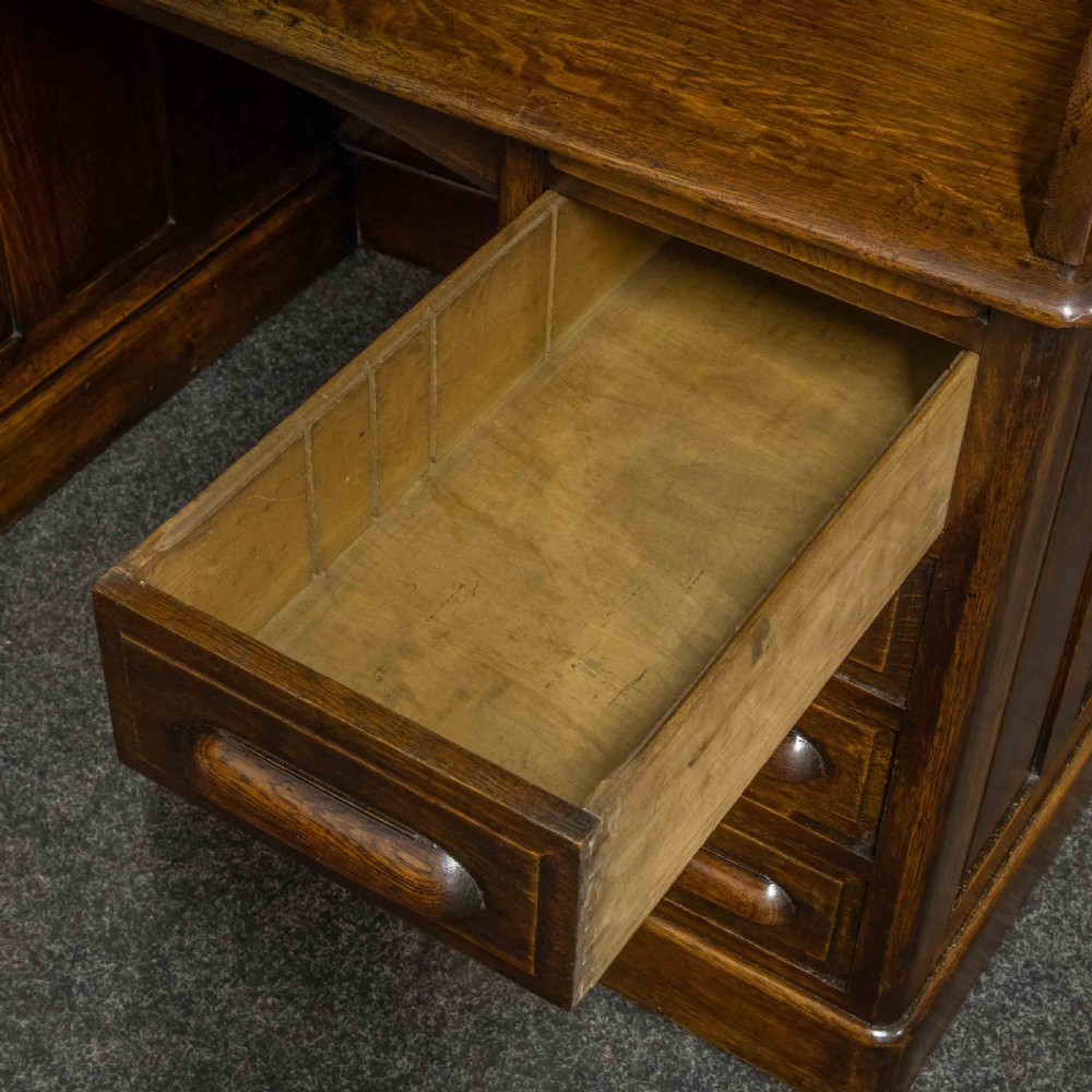 Edwardian Oak Roll Top Desk View V