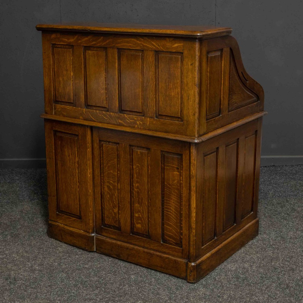 Edwardian Oak Roll Top Desk View XVI