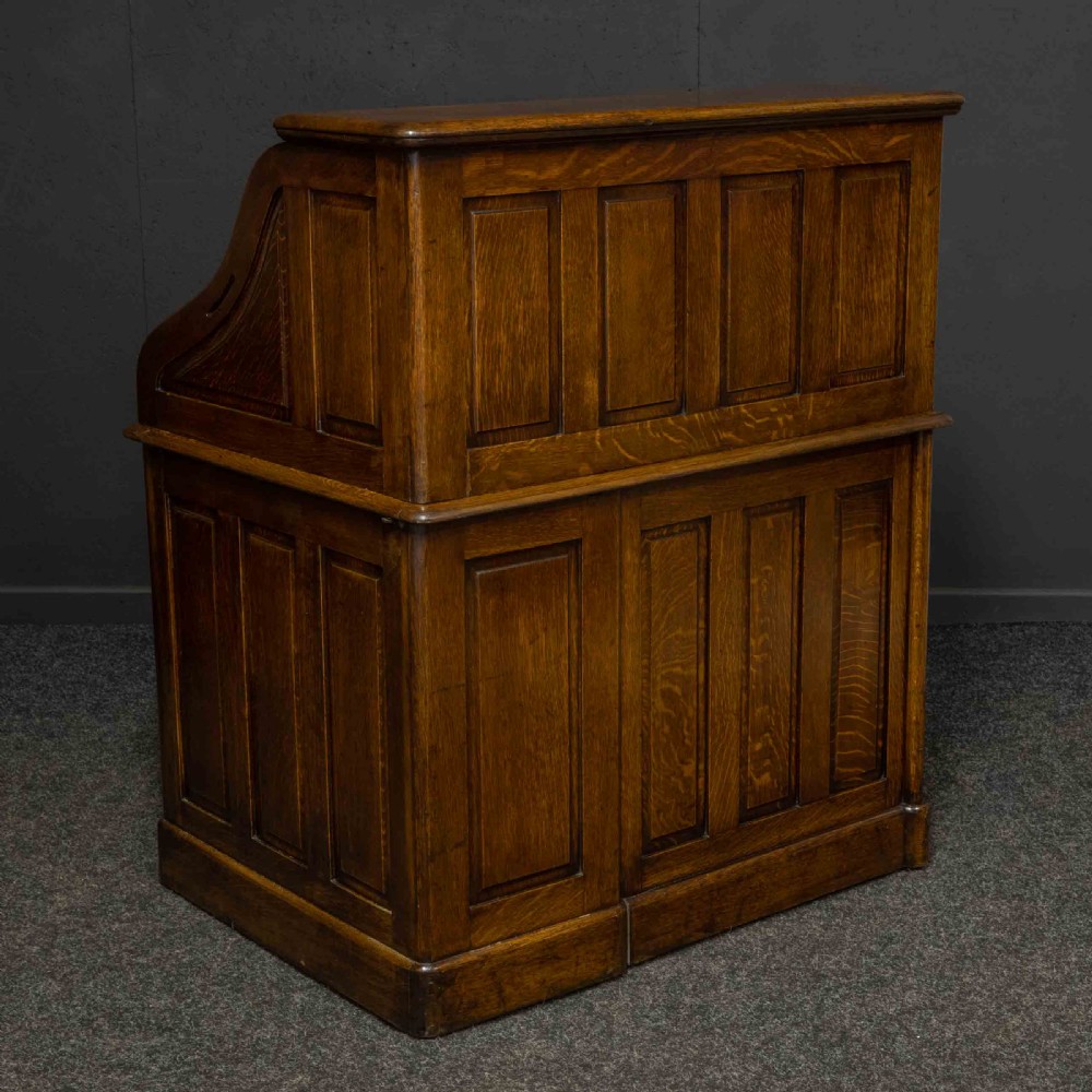 Edwardian Oak Roll Top Desk View XVII