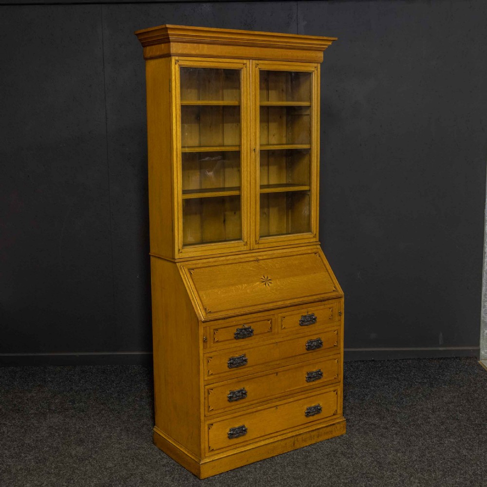 Arts and Crafts Oak Bureau Bookcase
