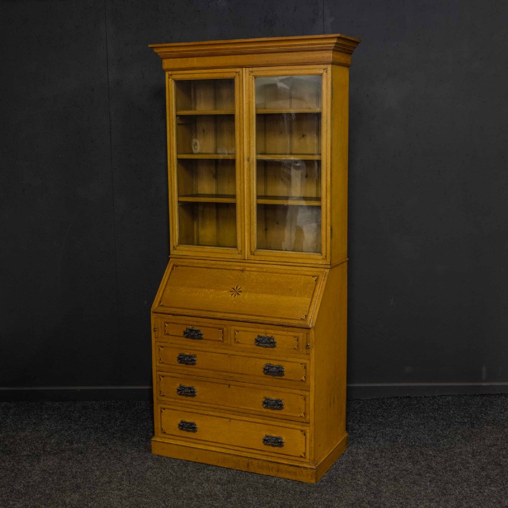 Arts and Crafts Oak Bureau Bookcase View III