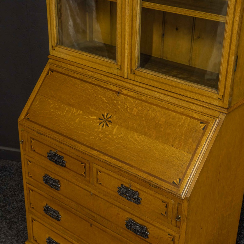 Arts and Crafts Oak Bureau Bookcase View VI