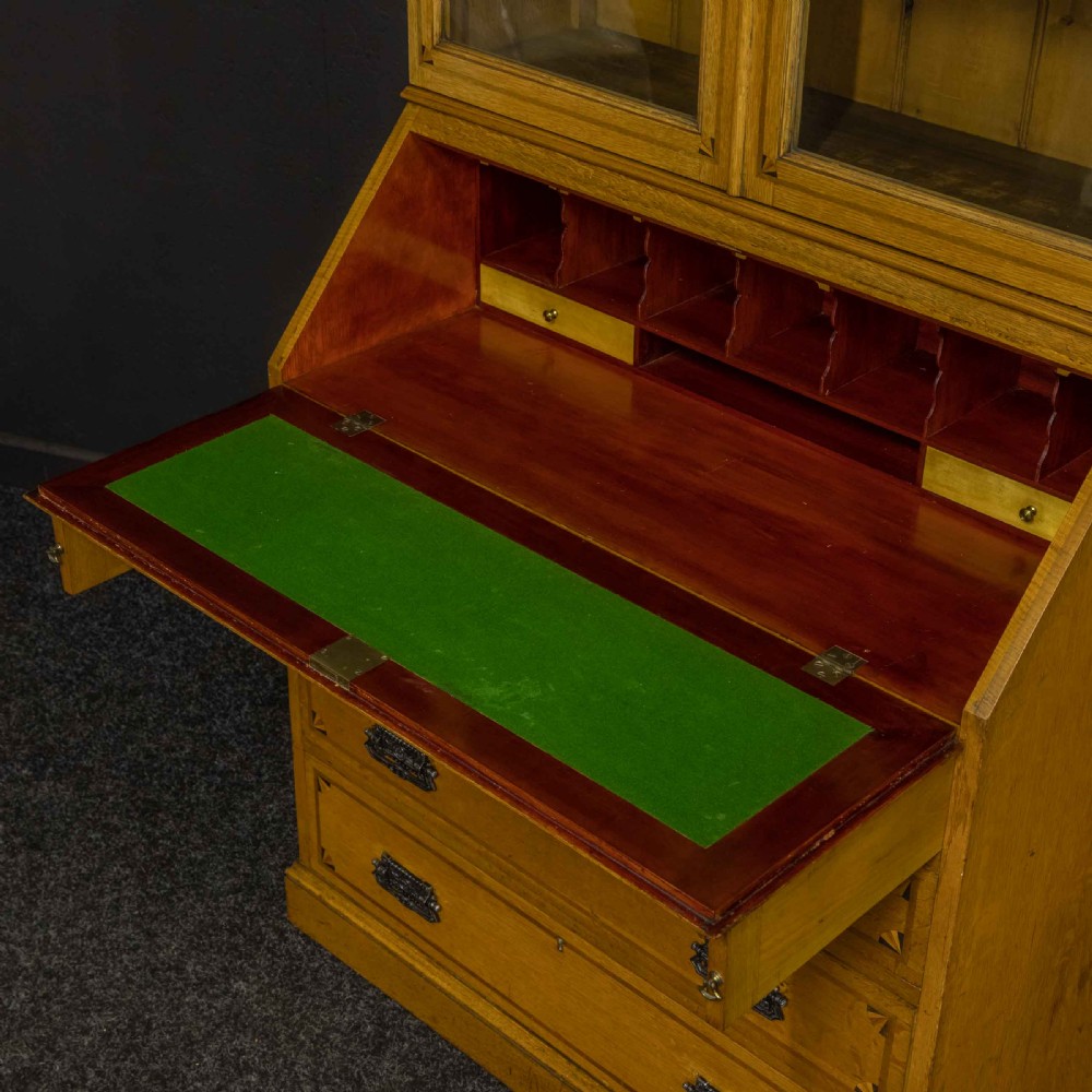 Arts and Crafts Oak Bureau Bookcase View VIII