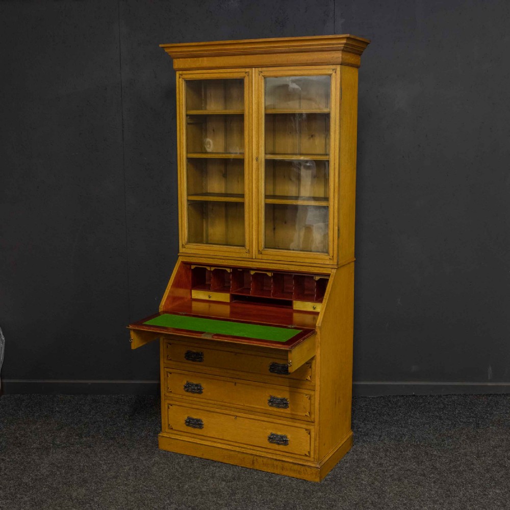 Arts and Crafts Oak Bureau Bookcase View IX
