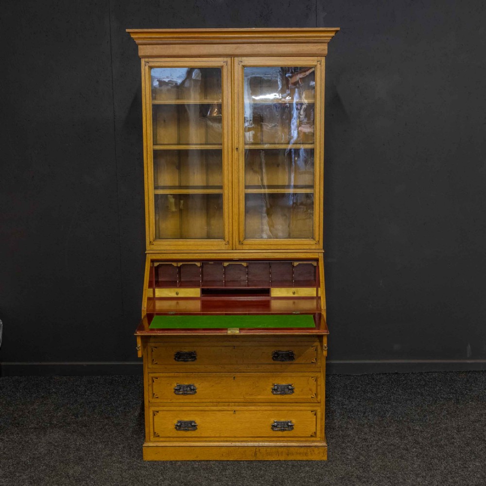 Arts and Crafts Oak Bureau Bookcase View X
