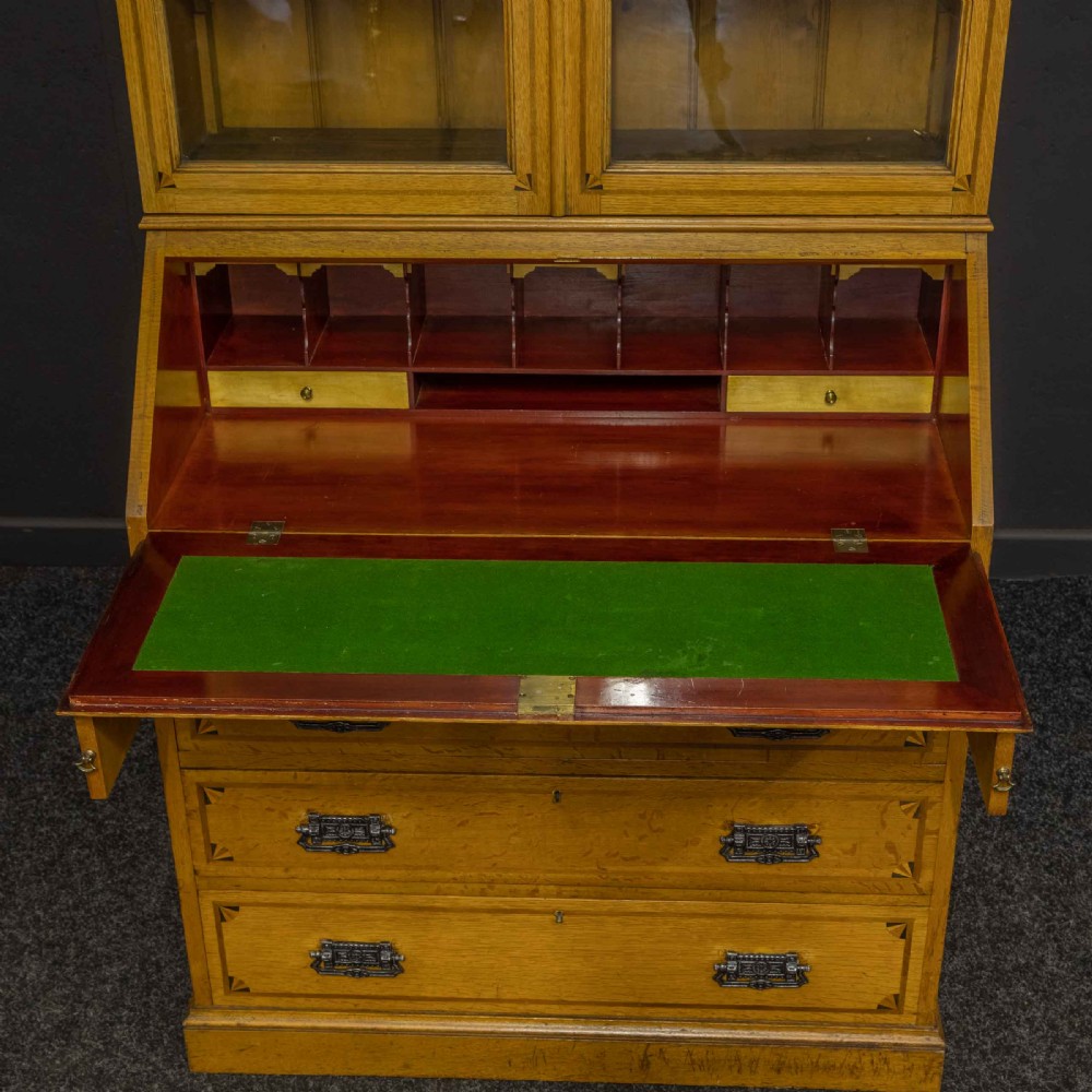Arts and Crafts Oak Bureau Bookcase View XI