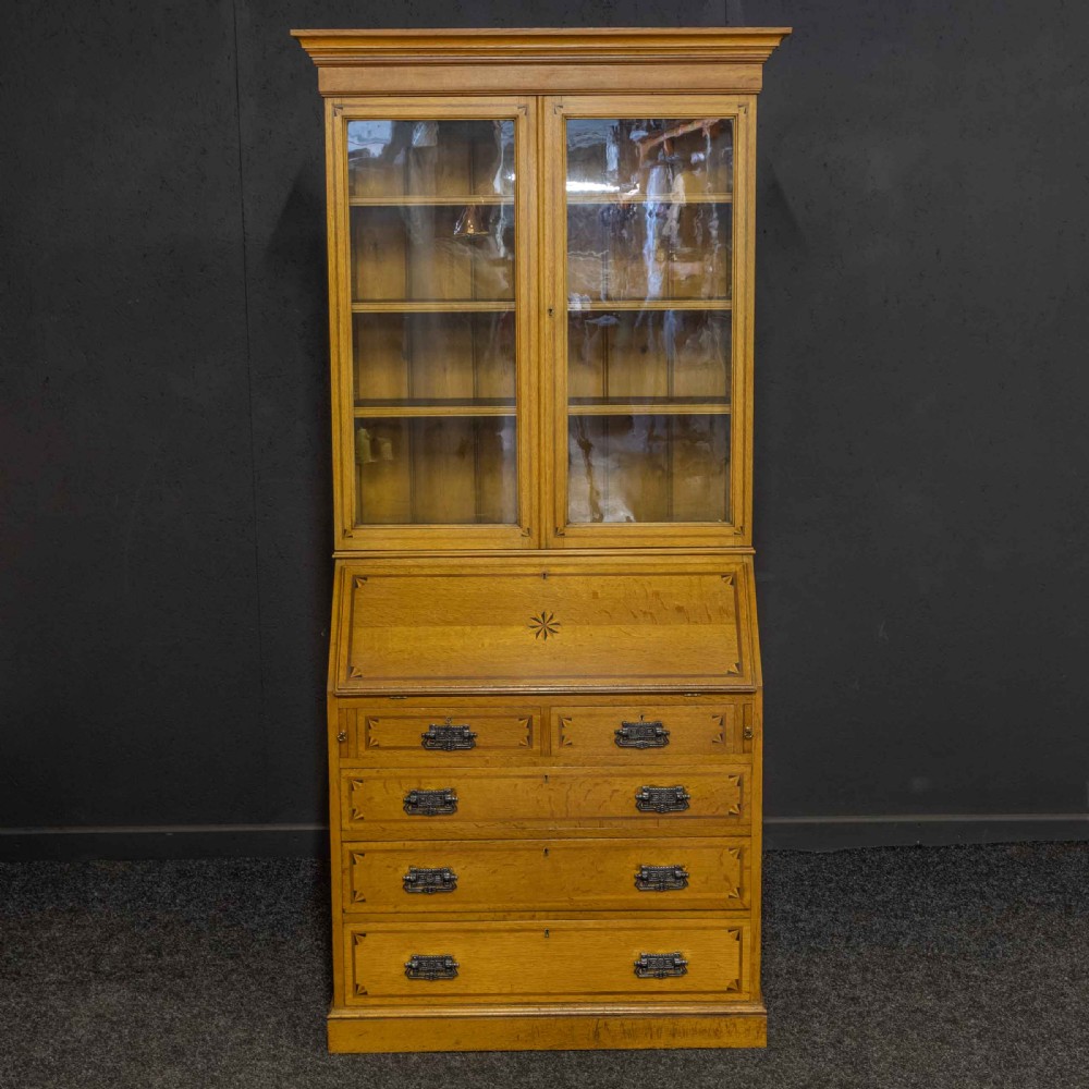 Arts and Crafts Oak Bureau Bookcase View XII