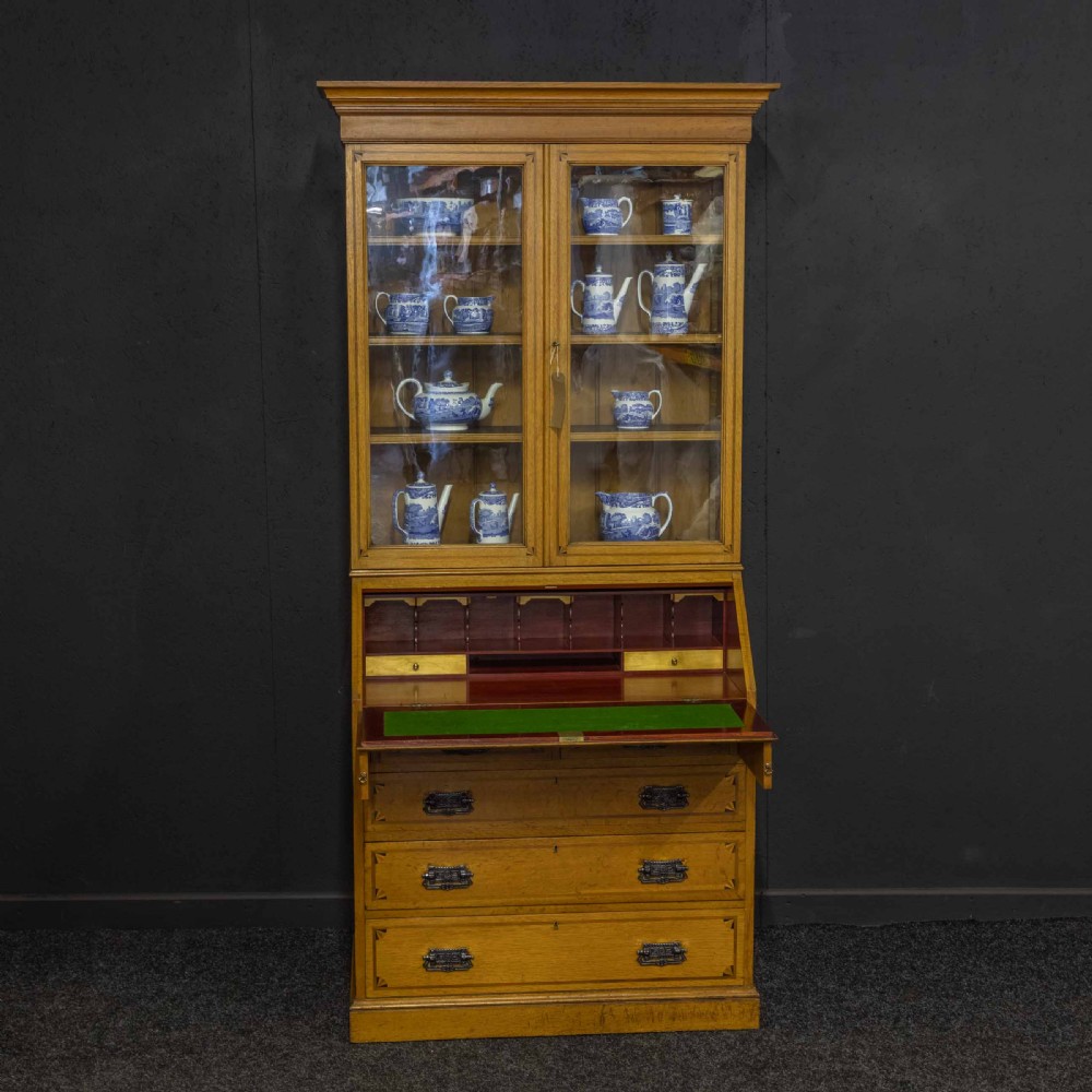 Arts and Crafts Oak Bureau Bookcase View XIV