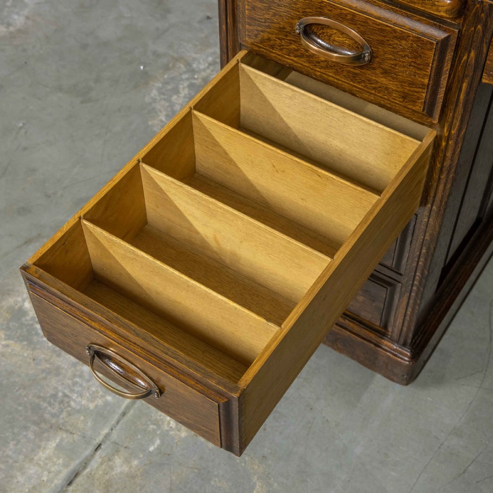 Edwardian Oak Roll Top Desk View VI