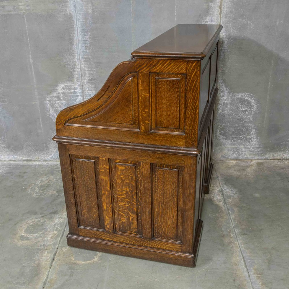 Edwardian Oak Roll Top Desk View XVII