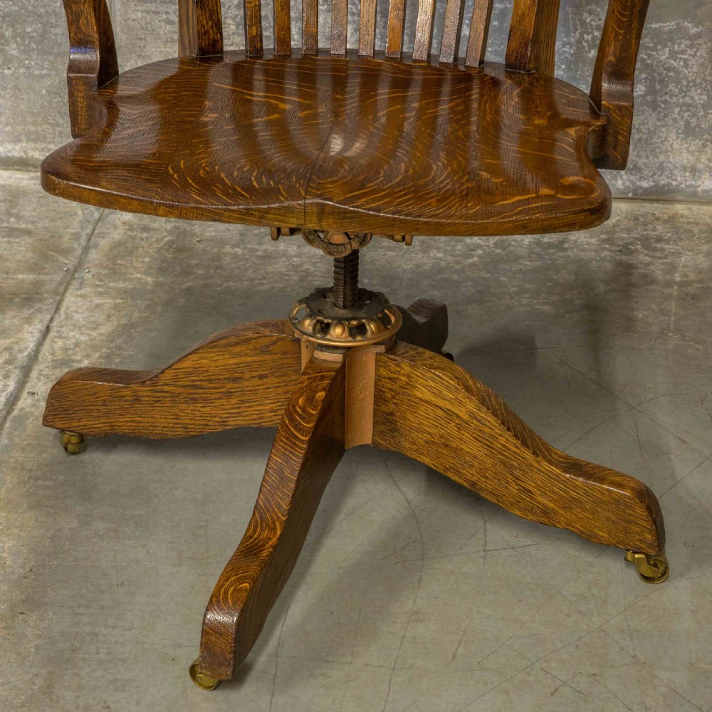 Edwardian Oak Swivel Chair View II