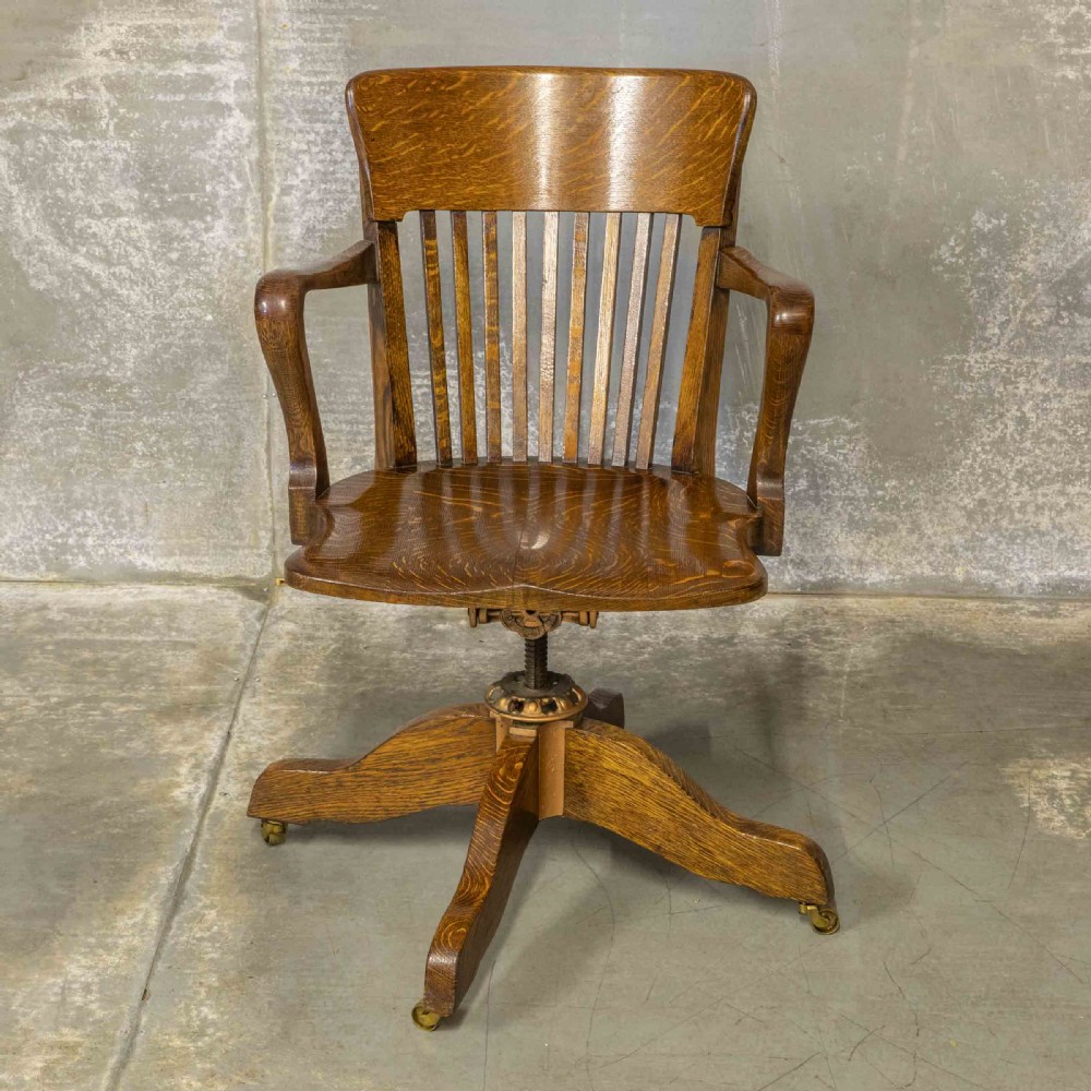 Edwardian Oak Swivel Chair View III