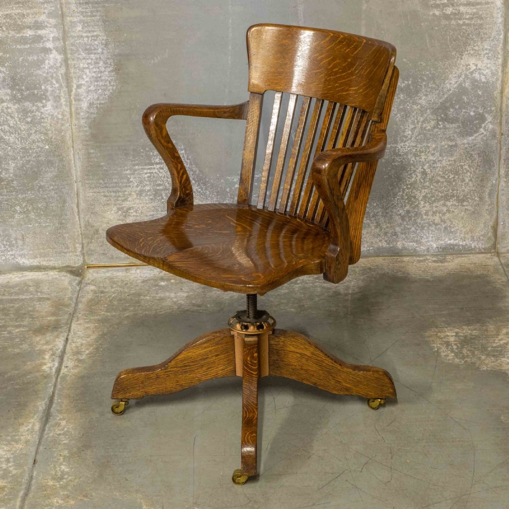 Edwardian Oak Swivel Chair View IV
