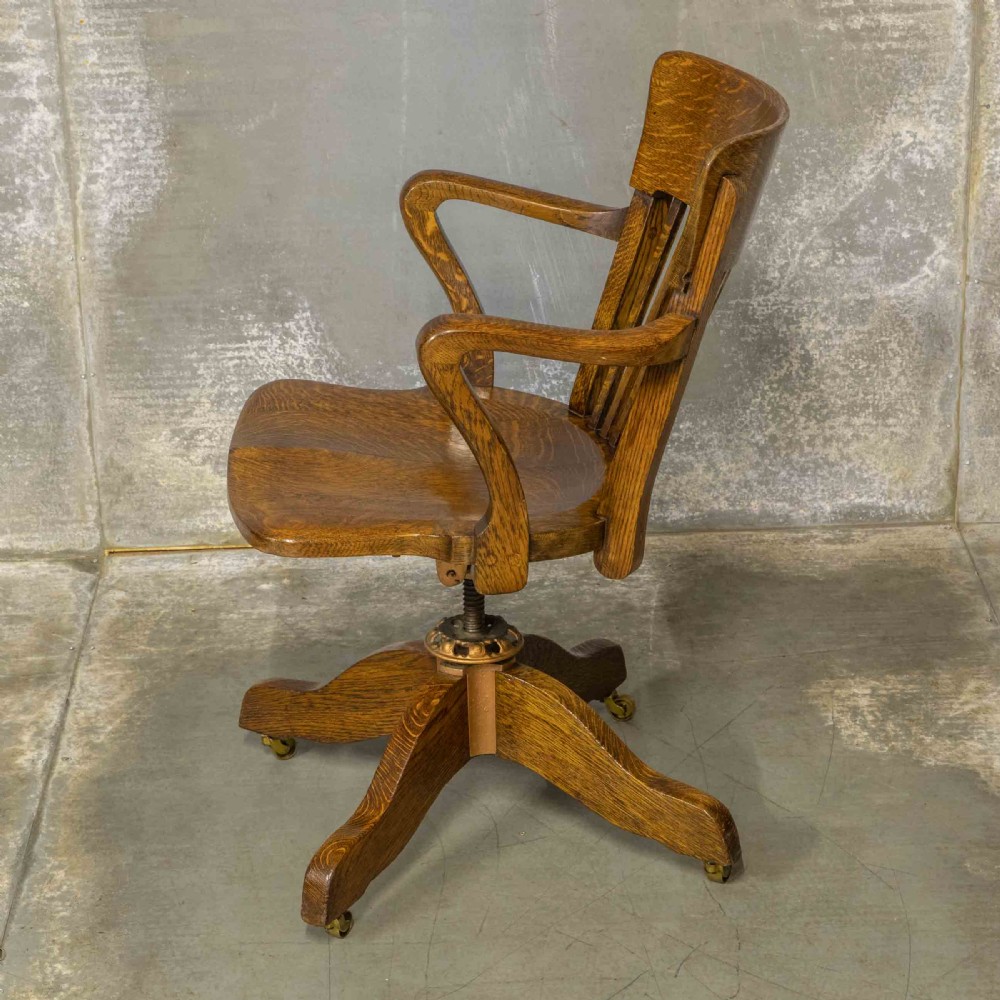 Edwardian Oak Swivel Chair View V