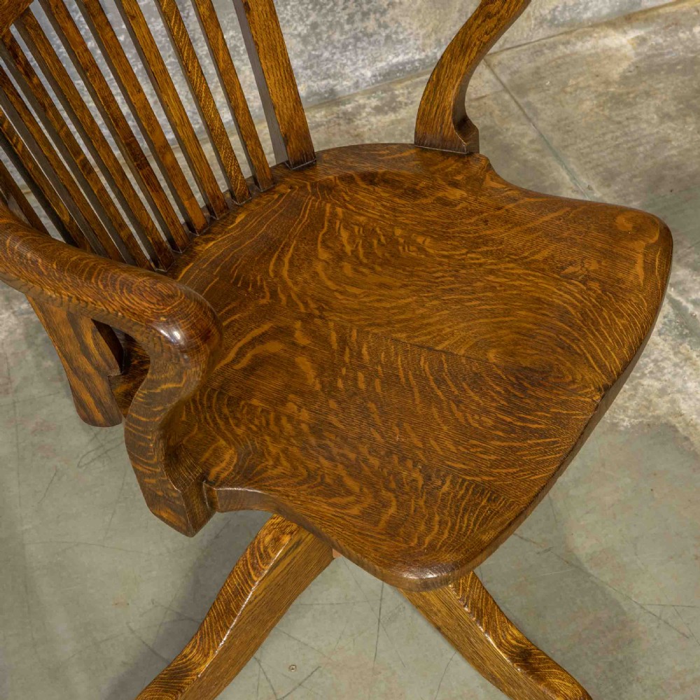 Edwardian Oak Swivel Chair View VIII