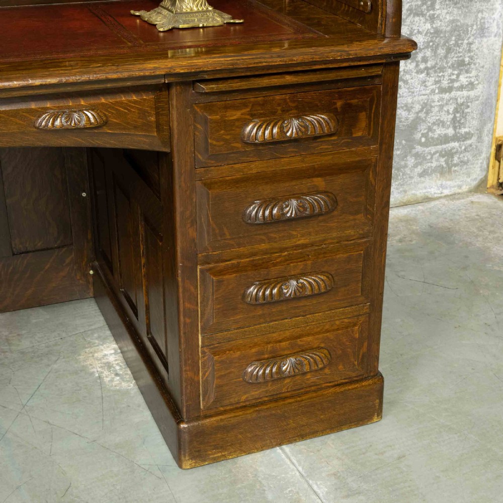 Edwardian Oak Roll Top Desk View III