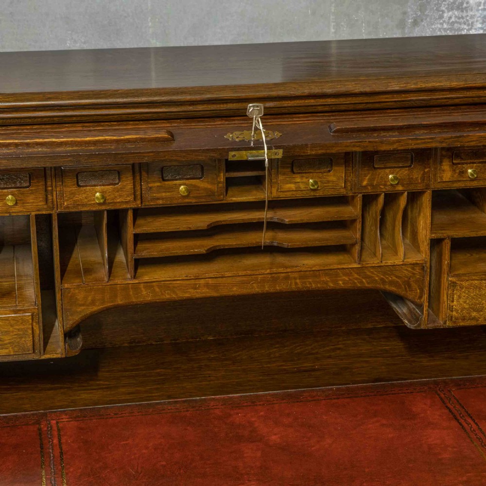 Edwardian Oak Roll Top Desk View XV
