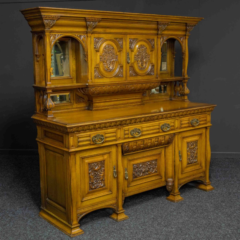 Edwardian Oak Sideboard by J. Cambell & Co Cabinet Makers Glasgow