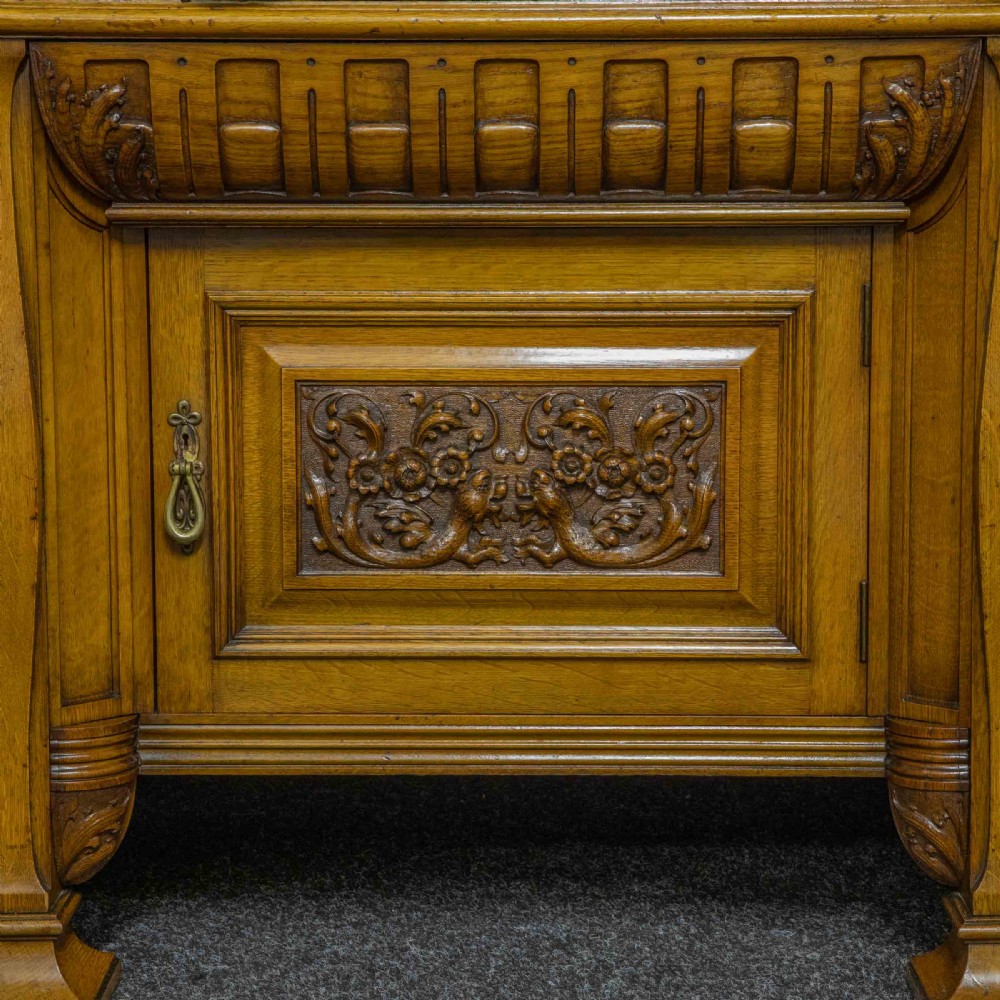 Edwardian Oak Sideboard by J. Cambell & Co Cabinet Makers Glasgow View VIII