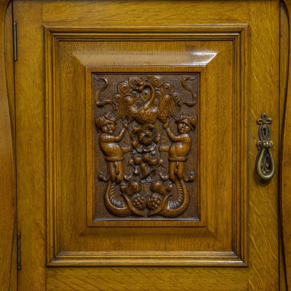 Edwardian Oak Sideboard by J. Cambell & Co Cabinet Makers Glasgow View IX