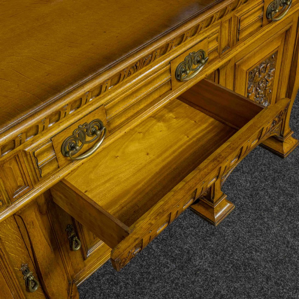 Edwardian Oak Sideboard by J. Cambell & Co Cabinet Makers Glasgow View XII