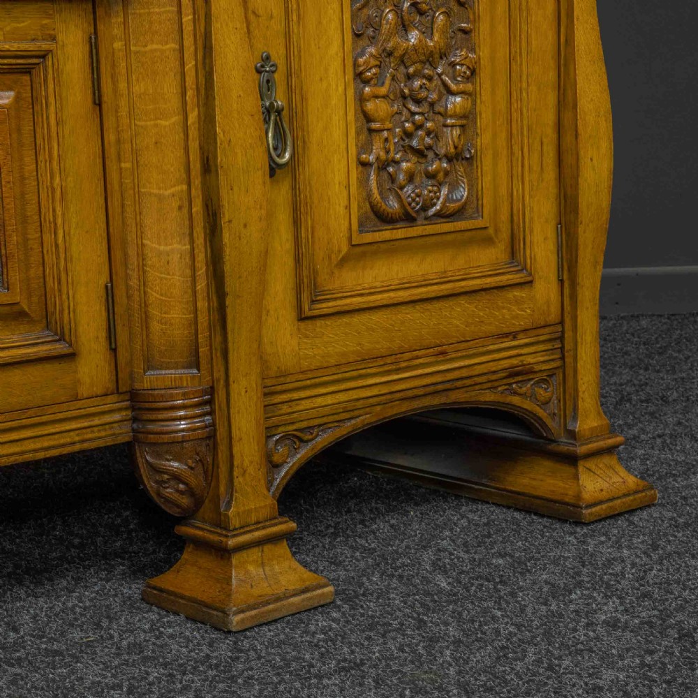 Edwardian Oak Sideboard by J. Cambell & Co Cabinet Makers Glasgow View XX