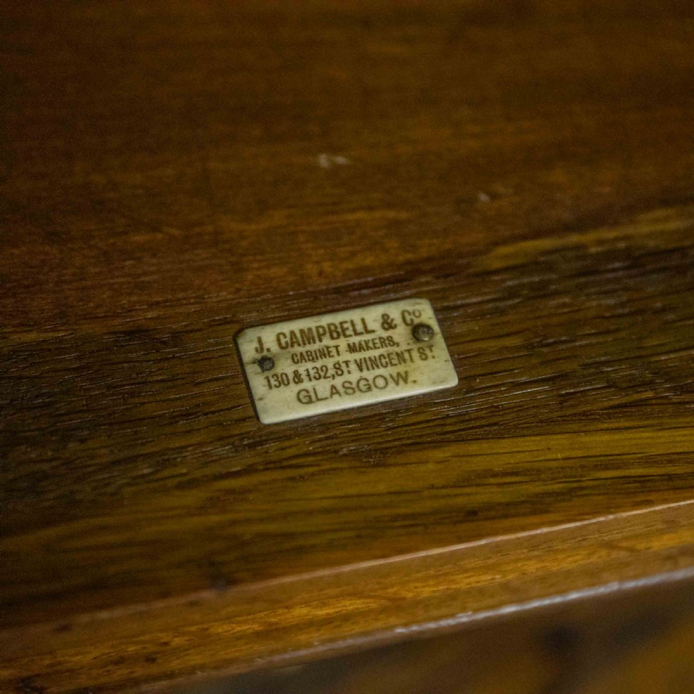 Edwardian Oak Sideboard by J. Cambell & Co Cabinet Makers Glasgow View XXI
