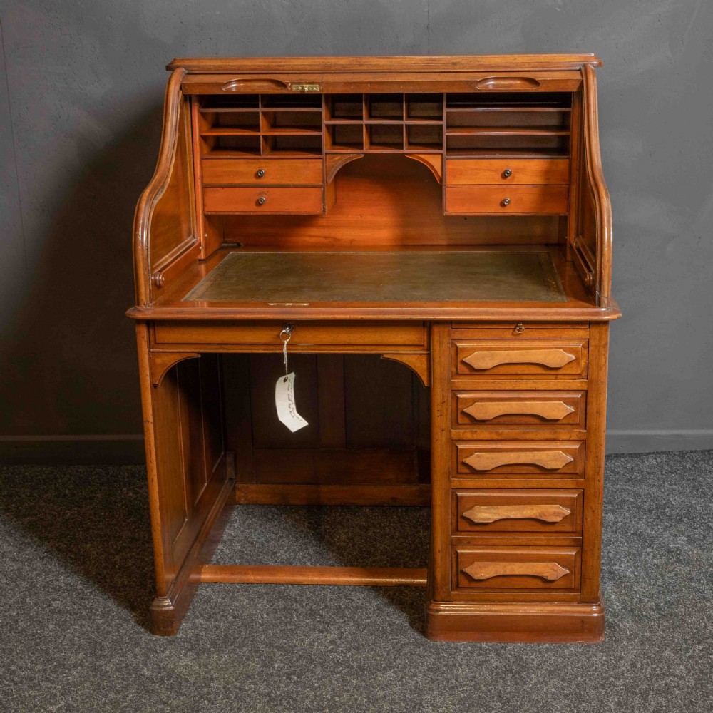 Edwardian Walnut Roll Top Desk