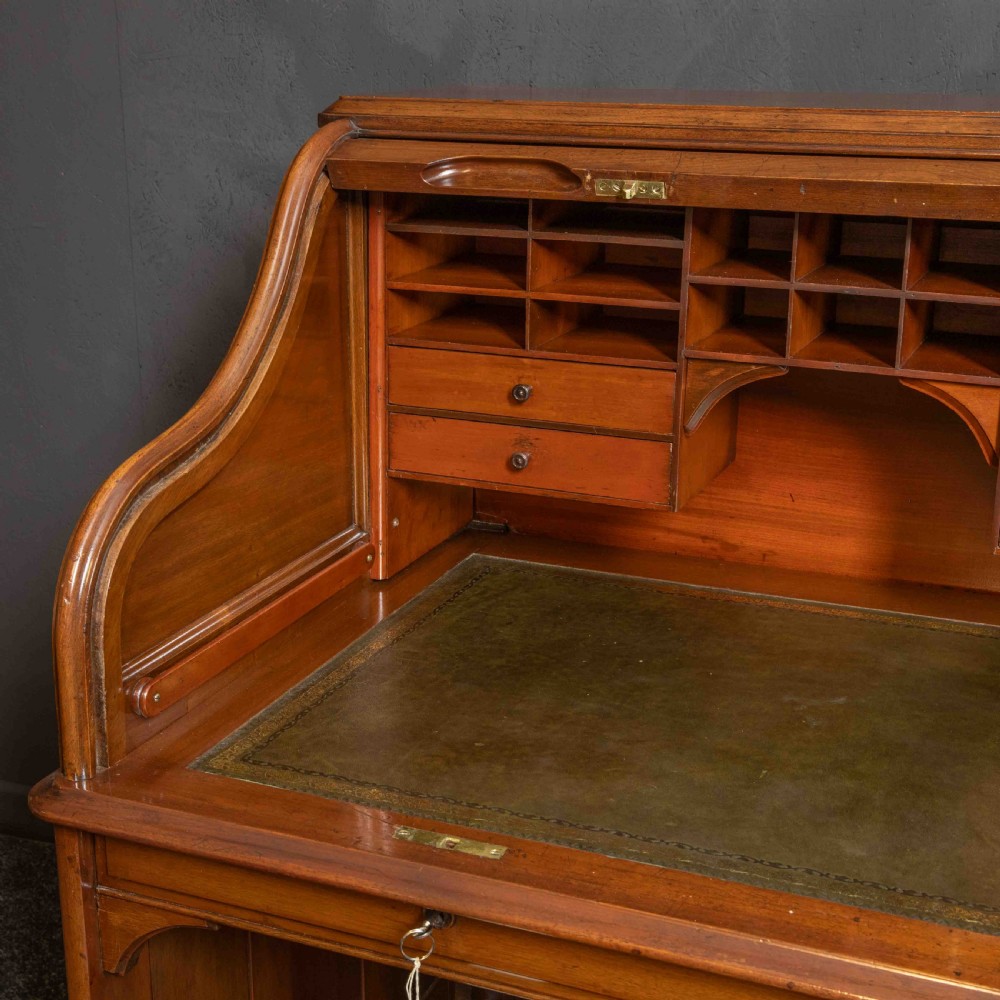 Edwardian Walnut Roll Top Desk View VIII