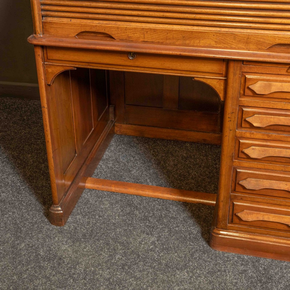 Edwardian Walnut Roll Top Desk View X