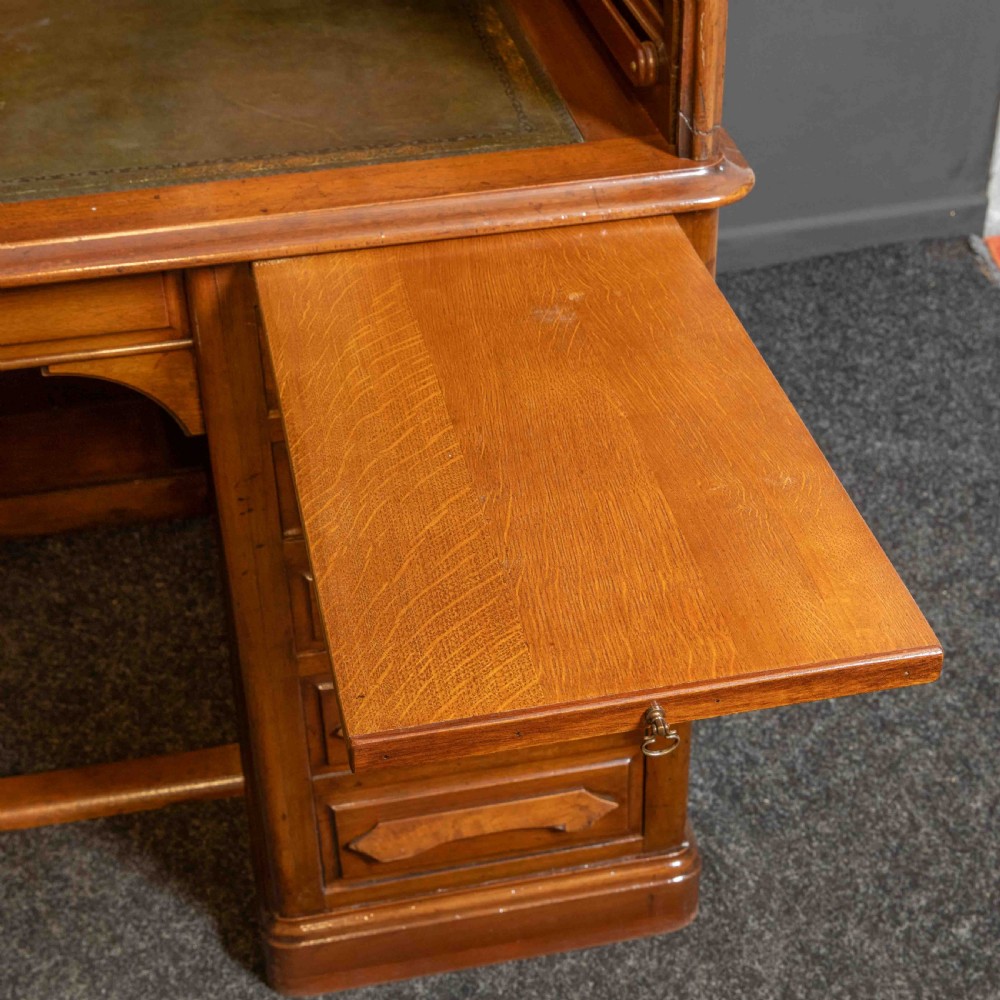 Edwardian Walnut Roll Top Desk View XII