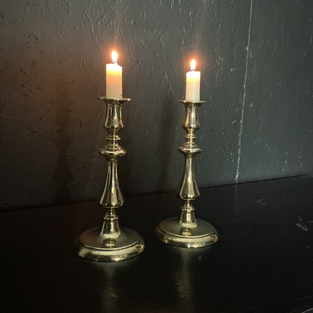 Pair of Georgian Brass Candlesticks 