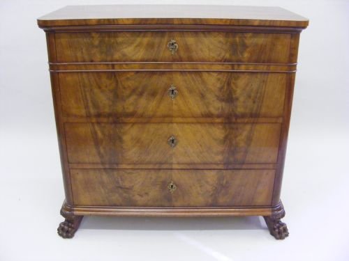 19th Century Danish, Flame-mahogany Chest of Drawers