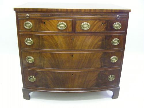 A George III Flame Mahogany Bow-fronted Chest
