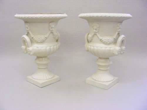 A Pair of Edwardian Cast Iron Garden Urns