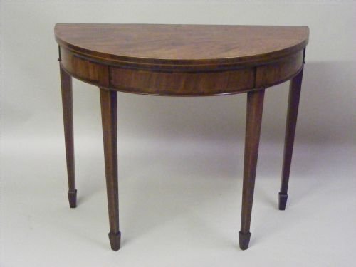 A George III Mahogany Demi Lune Card Table