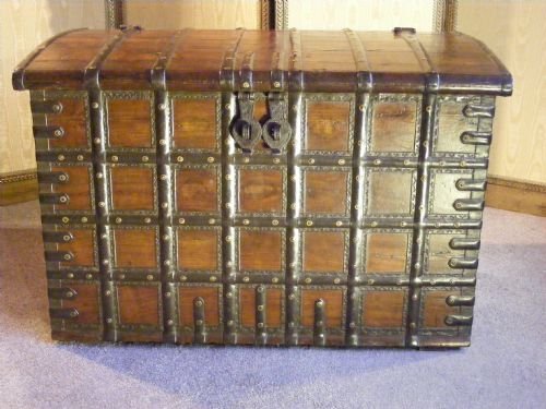 A Very Decorative Indian Steel Bound Trunk.