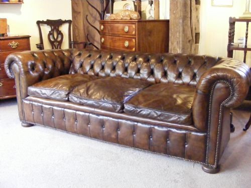 A 1920'S/1930's Leather Chesterfield
