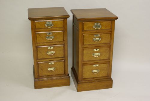 A Pair of Late Victorian Ash  and Amboina Bedside Chests