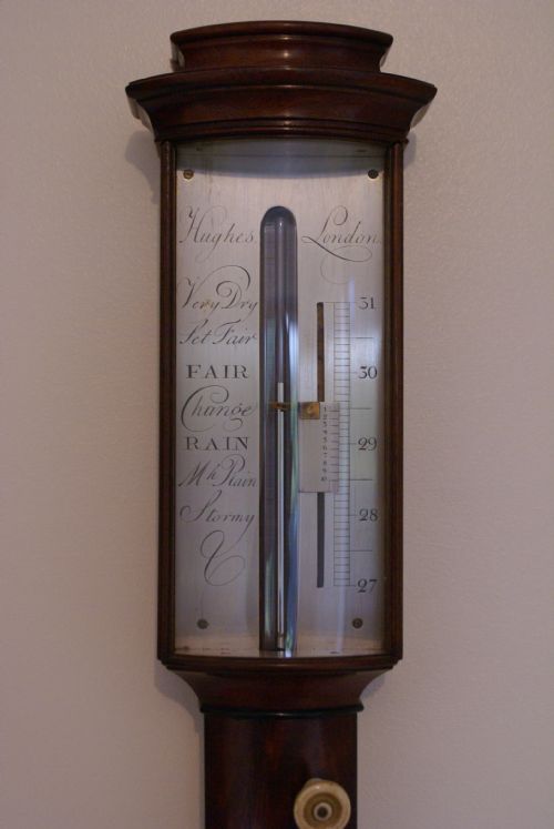 A Fine Quality Bow-fronted Stick Baromter Bu Hughes, London