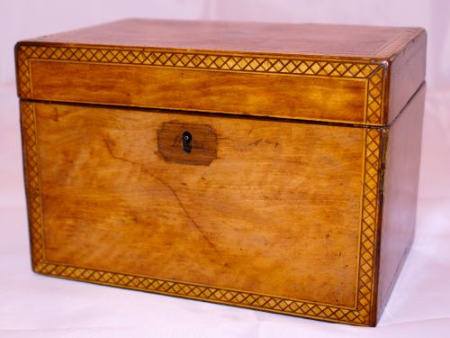 A George III Satinwood Inlaid Tea Caddy.
