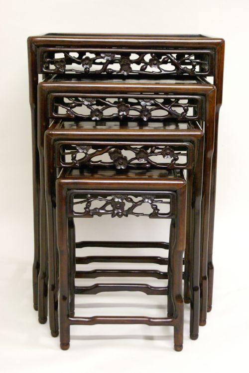 A Nest of 4, Late 19th Century Chinese Hardwood Tables.