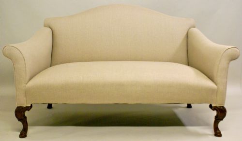 A Queen Anne Style, 19th Century Carved Walnut Sofa.