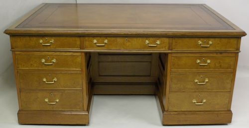 An Impressive Victorian Burr Oak Partners or Cartographers Desk