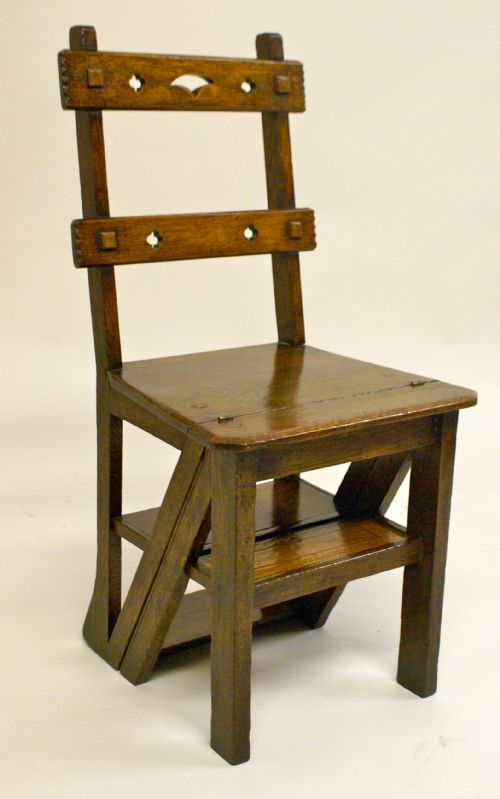 A Victorian Oak Metamorphic Chair/library Steps