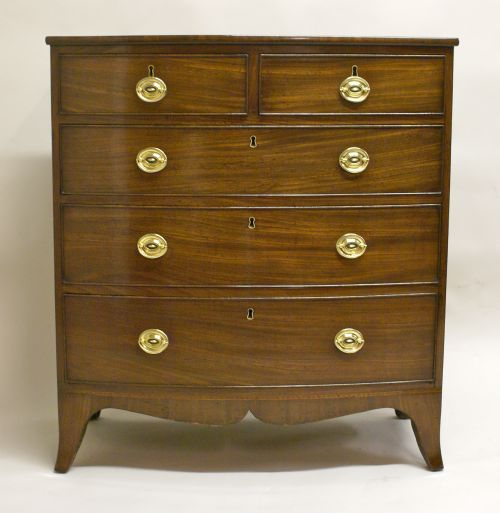 An Unusually Small and Well Proportioned Georgian Bow-fronted Chest of Drawers
