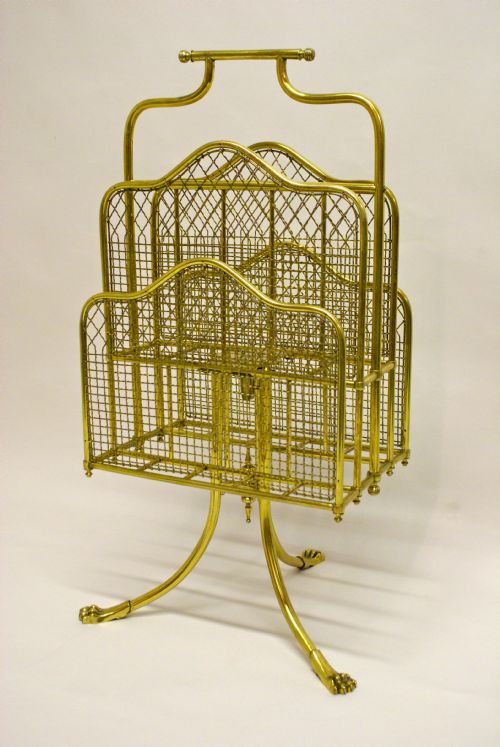 An Unusual and Very Decorative Late 19th Century Gilt Lacquered Brass Canterbury.