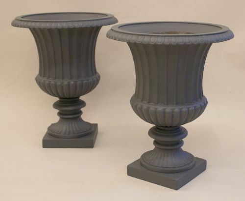 A Fine Pair of Mid 19th Century Cast Iron Garden Urns.