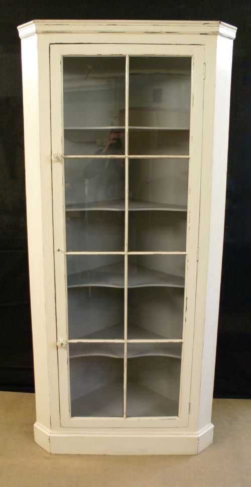 A Very Decorative 19th Century Painted Free Standing Corner Cupboard.